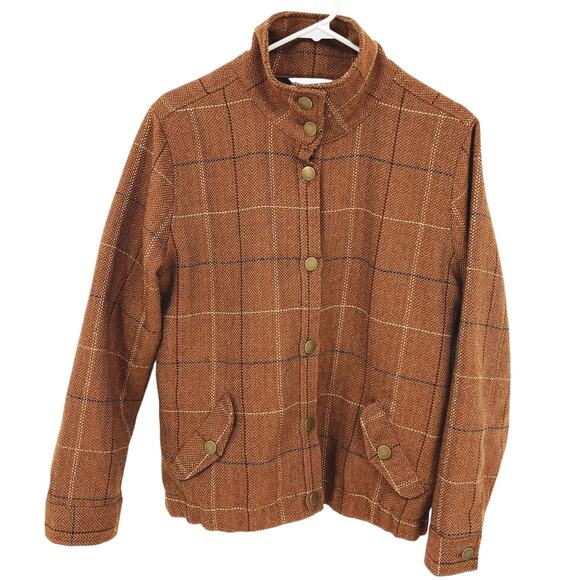 Christopher & Banks Tweed Bomber Jacket with Pockets Size L Window Pane Check - Picture 1 of 7